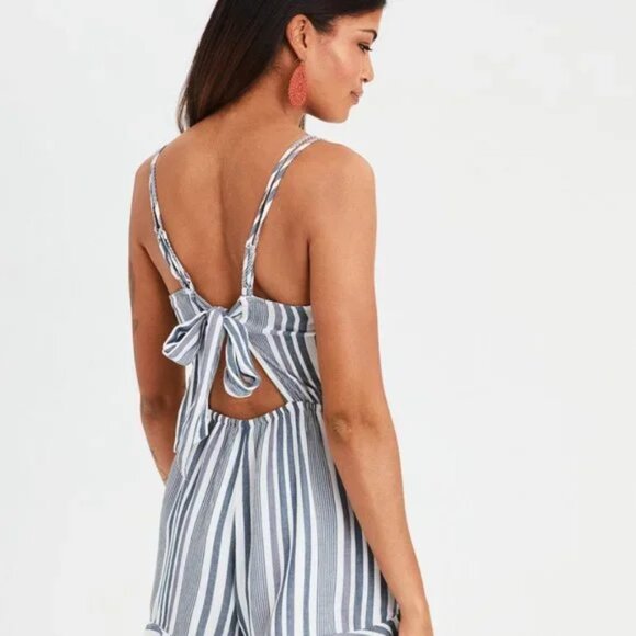 American Eagle Outfitters Blue and White Striped Romper M - Picture 2 of 8